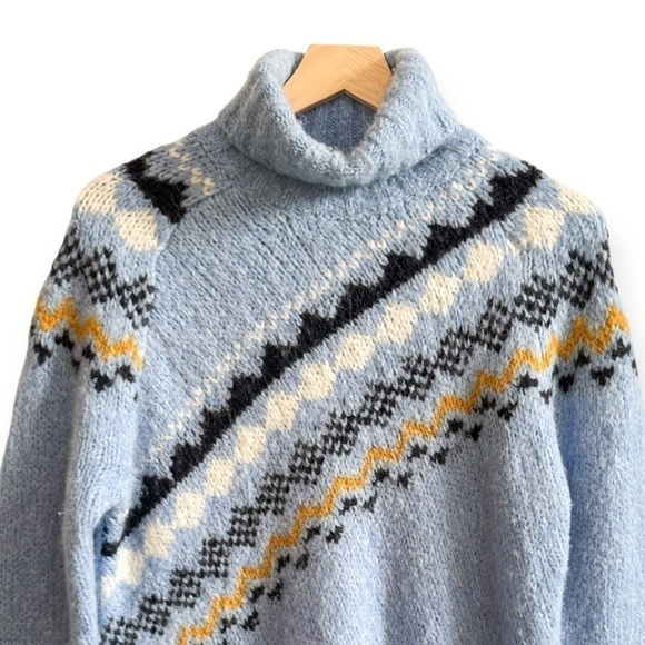 Derek Lam 10 Crosby Diagonal Fair Isle Alpine Turtleneck Sweater, Size S blue - Picture 5 of 15